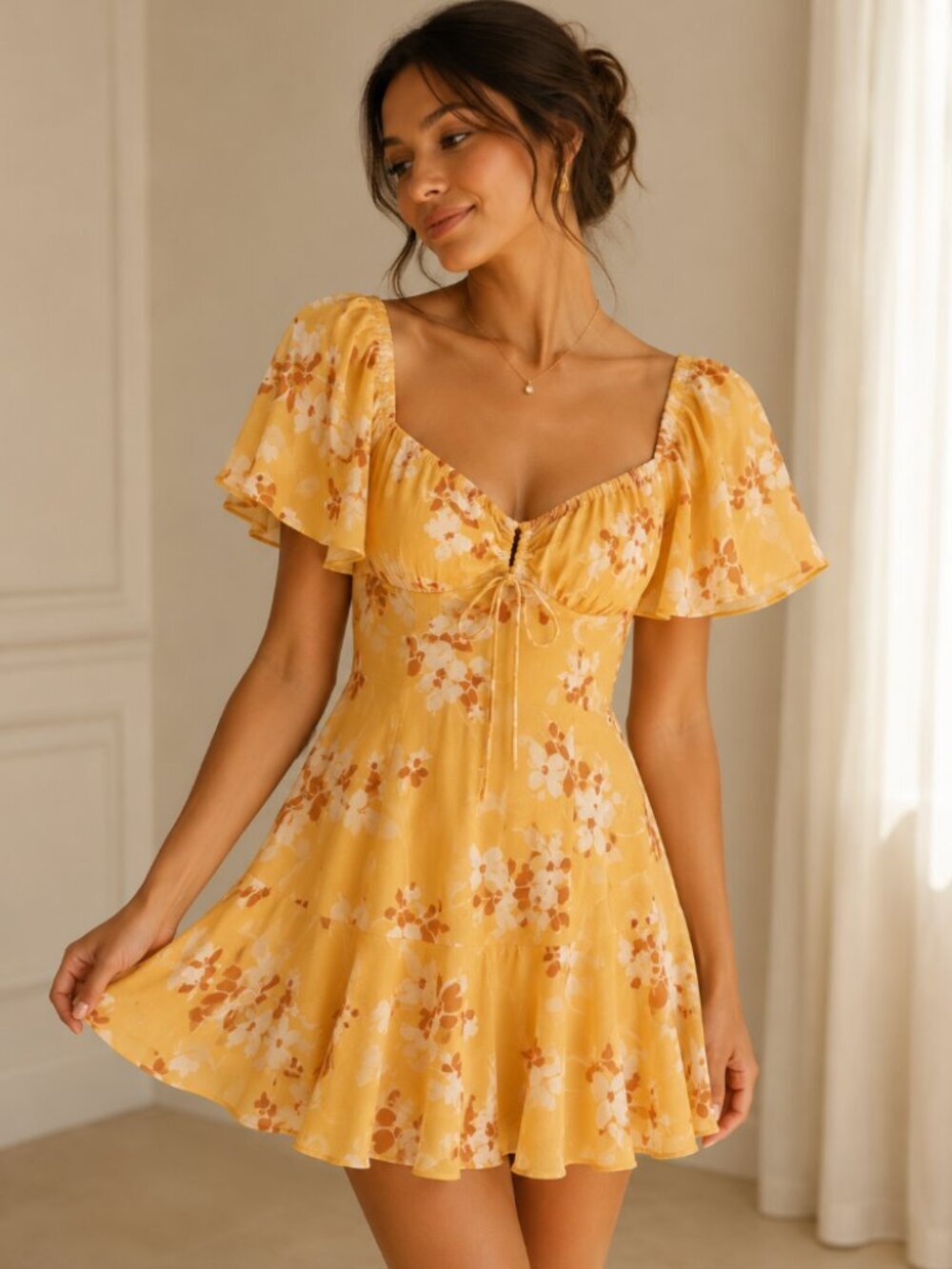 NWT Abercrombie & Fitch Floral Dress Orange Size XS